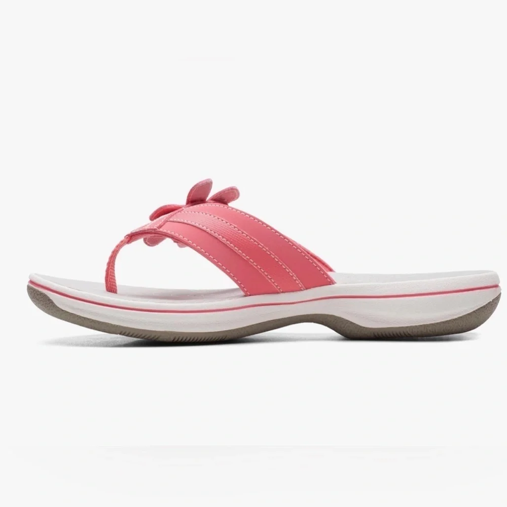 EUC Clarks unisex-adult Brinkley Bright Floral Coral Sandals